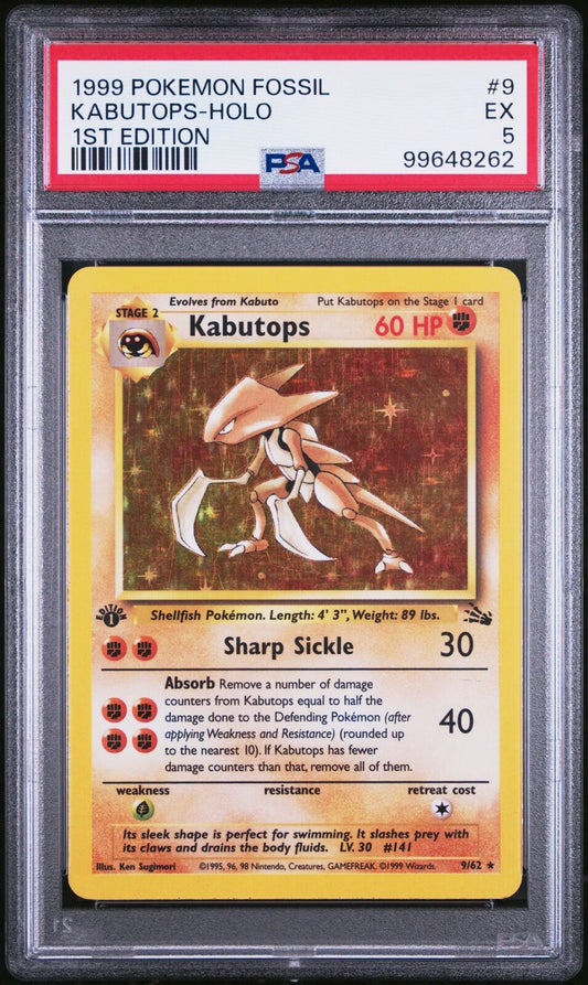 1999 Pokemon Fossil #9 Kabutops-Holo 1st Edition PSA 5