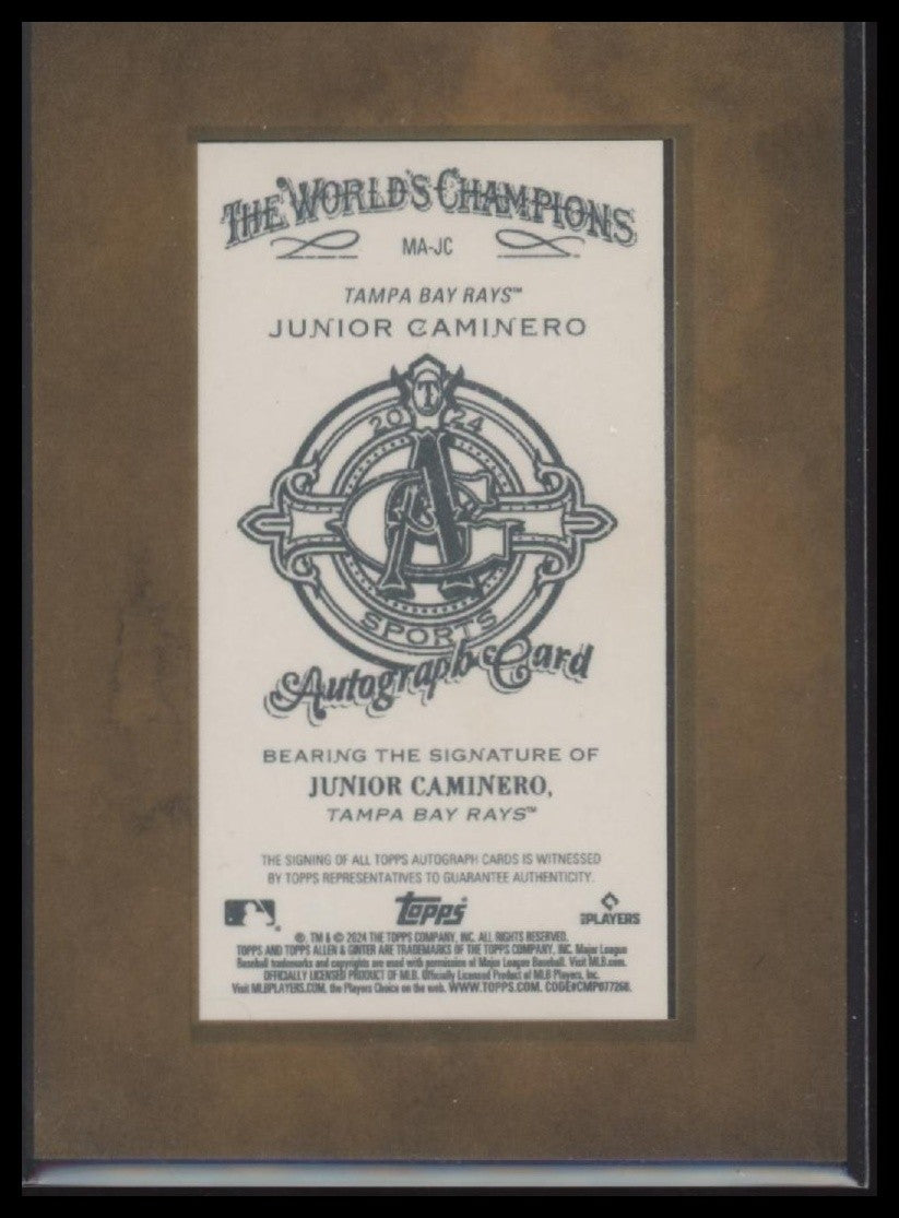 Junior Caminero 2024 Topps Allen & Ginter #MA-JC Framed Mini Baseball Autographs