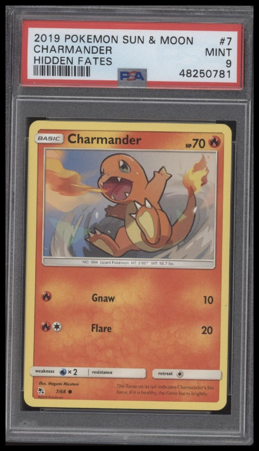2019 Pokemon Sun & Moon Hidden Fates #7 Charmander Hidden Fates PSA 9