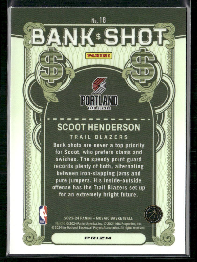 2023-24 Panini Mosaic #18 Scoot Henderson Bank Shot Mosaic Prizm