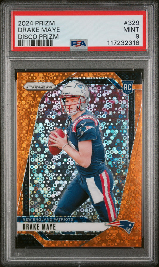 Drake Maye 2024 Panini Prizm #329 Disco Prizm PSA 9