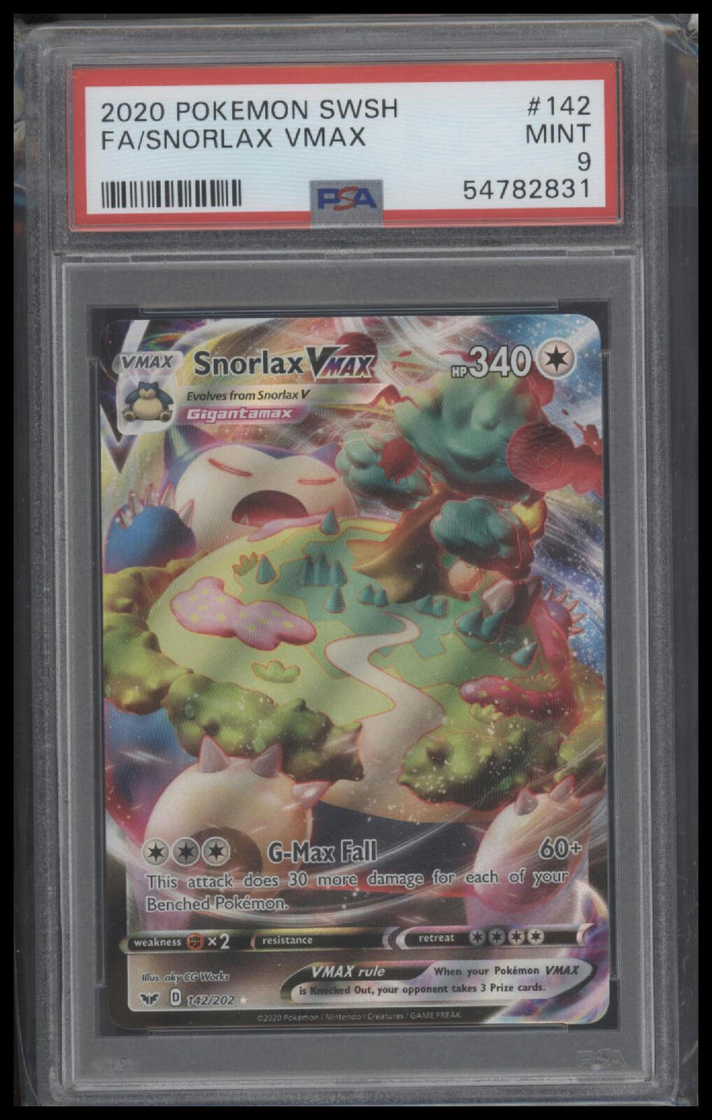 2020 Pokemon Sword & Shield #142 Fa/Snorlax Vmax PSA 9