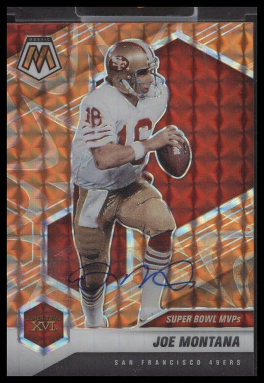 2021 Panini Mosaic #291 Joe Montana Prizm Reactive Orange - Certified Auto