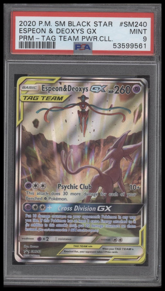 Espeon & Deoxys Gx 2020 Pokemon Sm Black Star Promo  Tag Team PSA 9