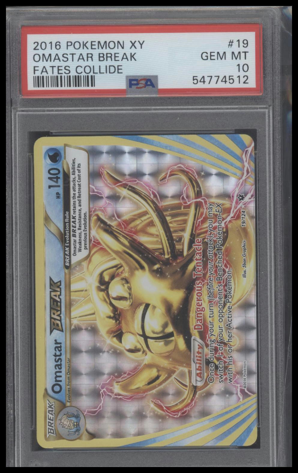 2016 Pokemon Xy Fates Collide #19 Omastar Break Fates Collide PSA 10