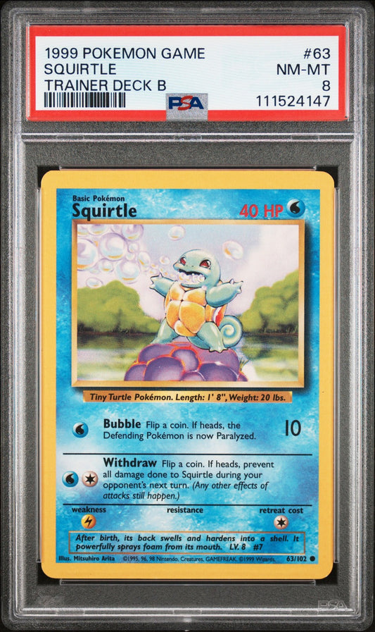Squirtle 1999 Pokemon Game #63 Trainer Deck B PSA 8