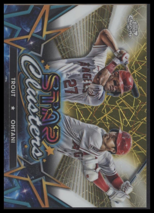 Shohei Ohtani / Mike Trout 2023 Star Clusters Gold Interstellar Refractor #/50