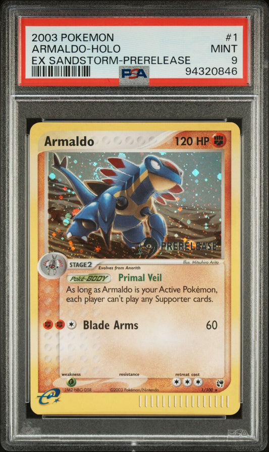 2003 Pokemon Ex Sandstorm #1 Armaldo-Holo Ex Sandstorm-Prerelease PSA 9