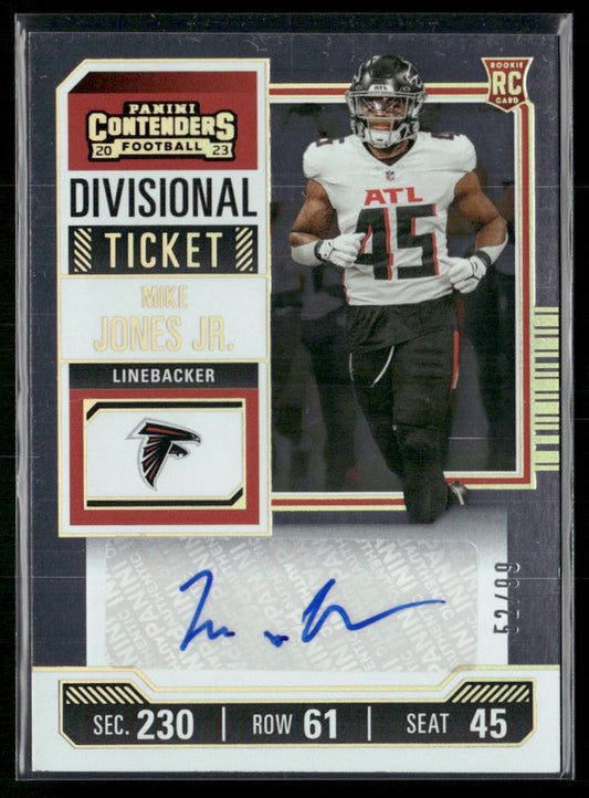2023 Panini Contenders #175 Mike Jones Jr. Divisional Ticket #/99