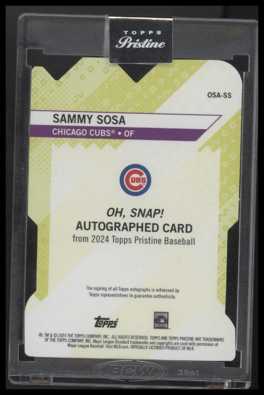 2024 Topps Pristine #OSA-SS Sammy Sosa Oh Snap! Autographs Gold Refractors #/50