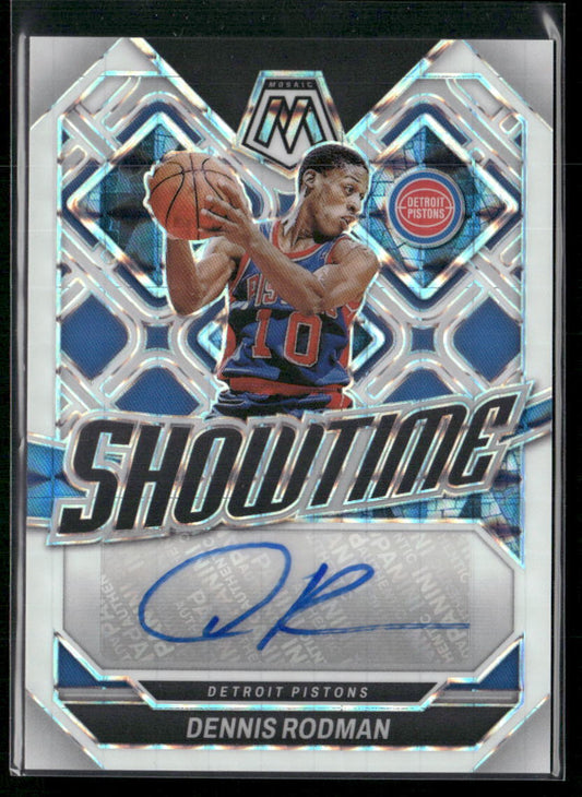 2023-24 Panini Mosaic Dennis Rodman Showtime Signatures Mosaic White #/25