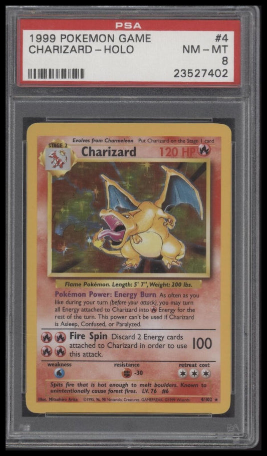1999 Pokemon Game #4 Charizard-Holo PSA 8