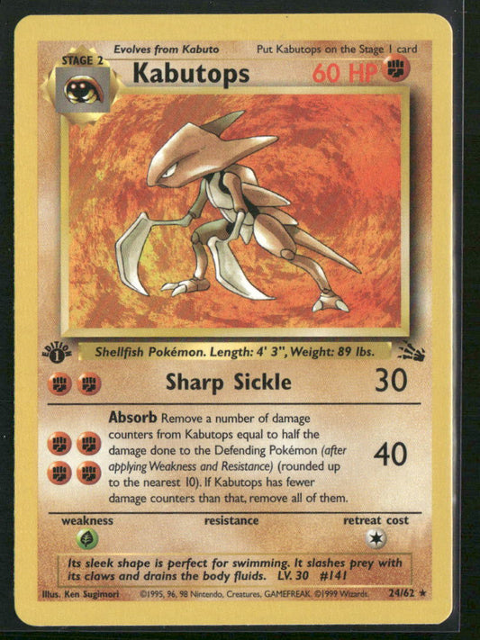 Pokemon Fossil #24/62 Kabutops 1st Edition