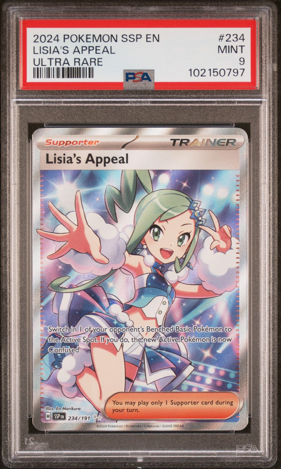 Lisia'S Appeal 2024 Pokemon Ssp En-Surging Sparks #234 Ultra Rare PSA 9