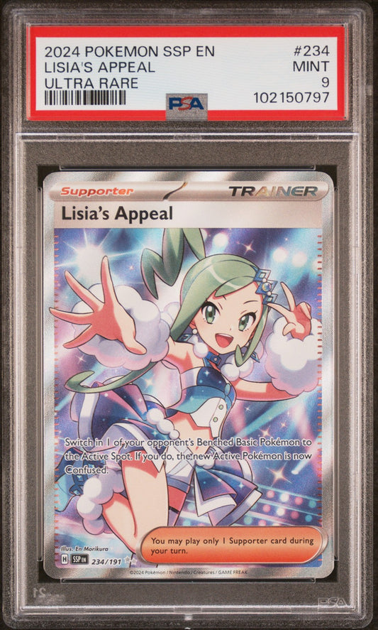 Lisia'S Appeal 2024 Pokemon Ssp En-Surging Sparks #234 Ultra Rare PSA 9