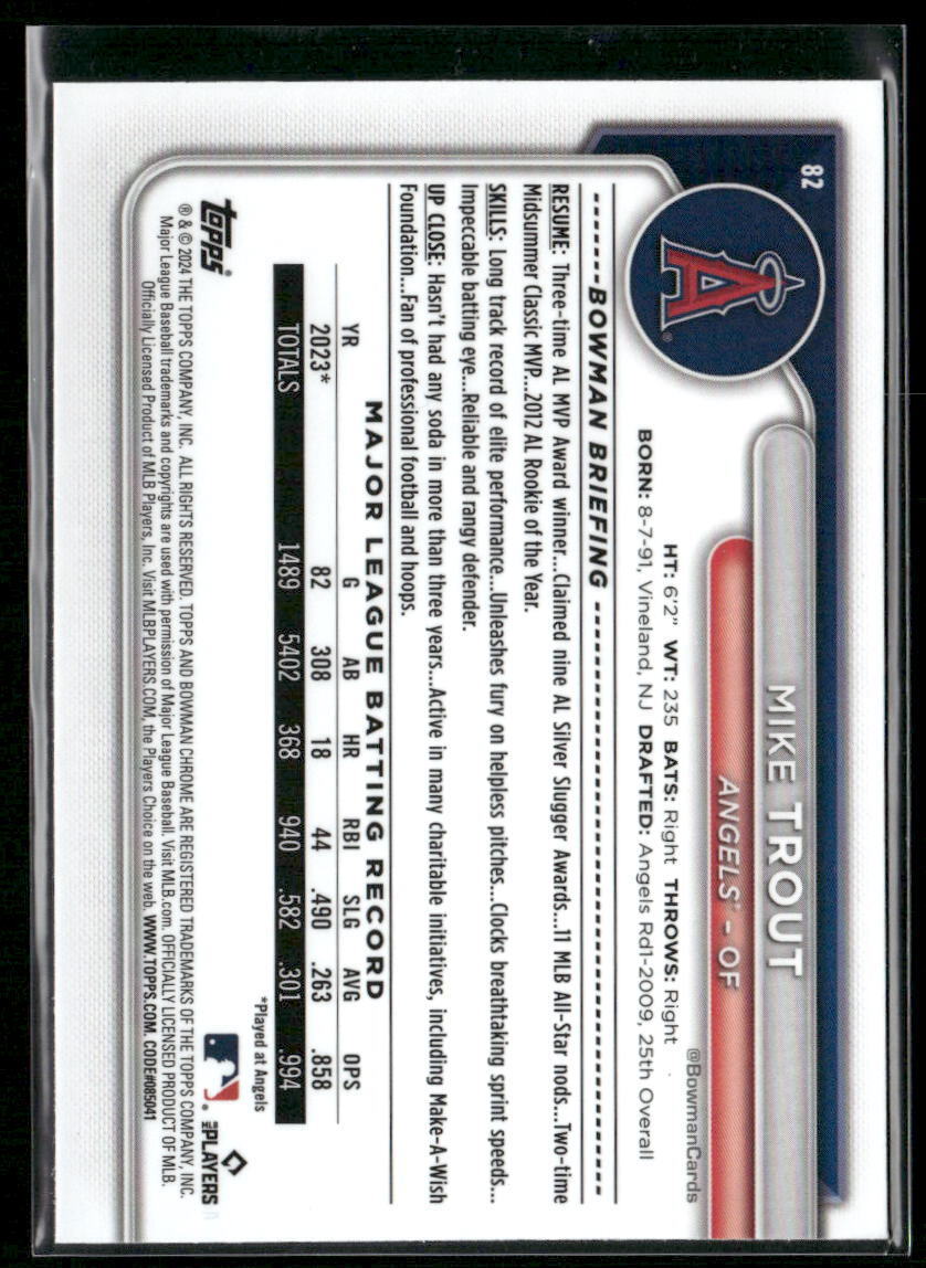 2024 Bowman Chrome #82 Mike Trout