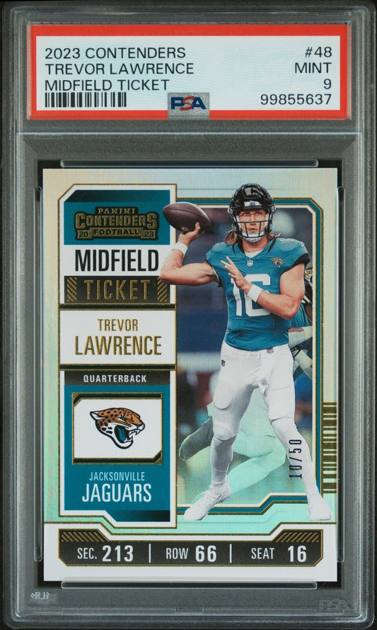 2023 Panini Contenders #48 Trevor Lawrence Midfield Ticket PSA 9
