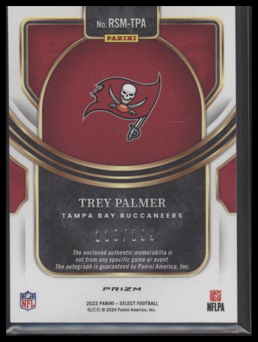 2023 Panini Select #RSM-TPA Trey Palmer Rookie Signature Memorabilia Prizm #/199