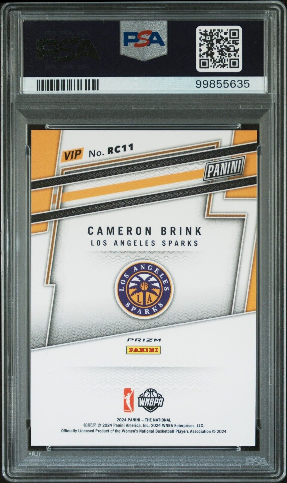 CAMERON BRINK 2024 Panini National VIP Gold Pack TIGER STRIPE SP RC - PSA 9