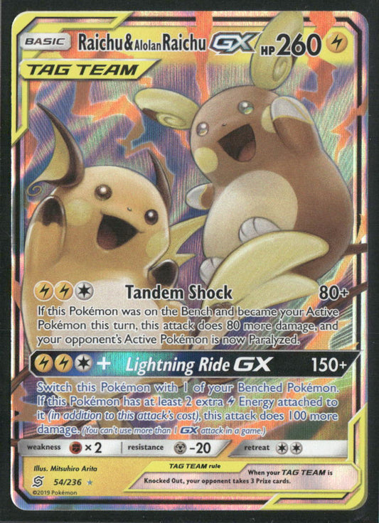 Pokemon SM - Unified Minds #54/236 Raichu & Alolan Raichu GX