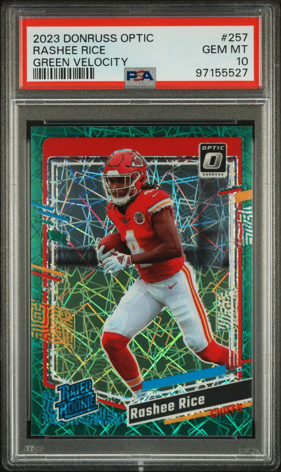 2023 Panini Donruss Optic #257 Rashee Rice Green Velocity PSA 10