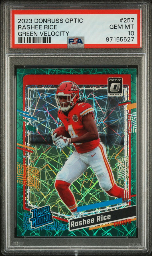 2023 Panini Donruss Optic #257 Rashee Rice Green Velocity PSA 10