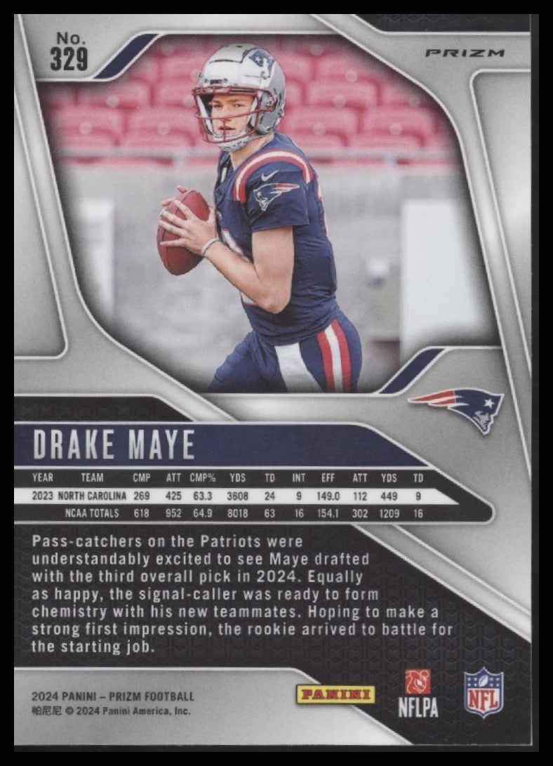 Drake Maye 2024 Panini Prizm #329 Red White and Blue