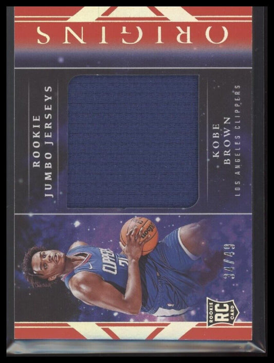2023-24 Panini Origins #RJJ-KBR Kobe Brown Rookie Jumbo Jerseys Red #/49