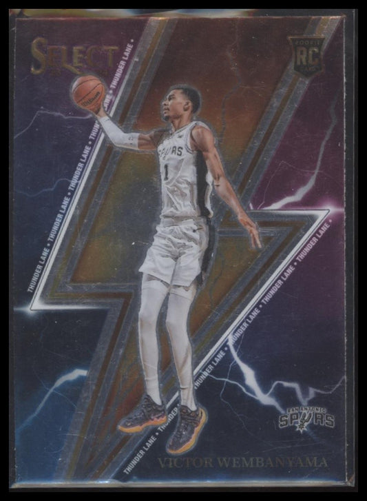 Victor Wembanyama 2023-24 Panini Select #5 Thunder Lane Silver Prizms