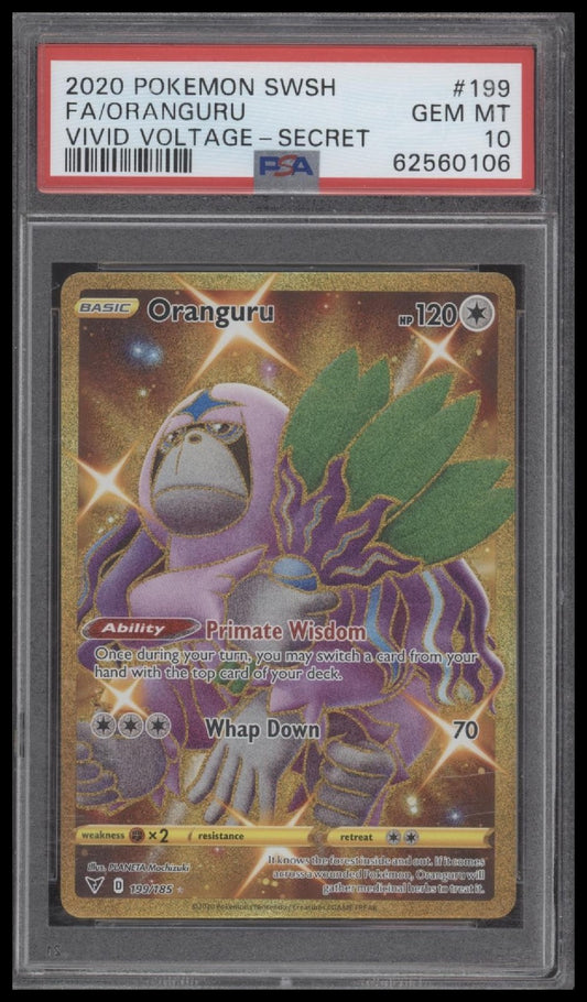 Fa/Oranguru 2020 Pokemon Sword & Shield Vivid Voltage #199 -Secret PSA 10