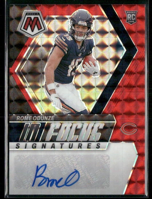 ROME ODUNZE 2024 Panini Mosaic Football Red In Focus Auto RC /199 Chicago Bears