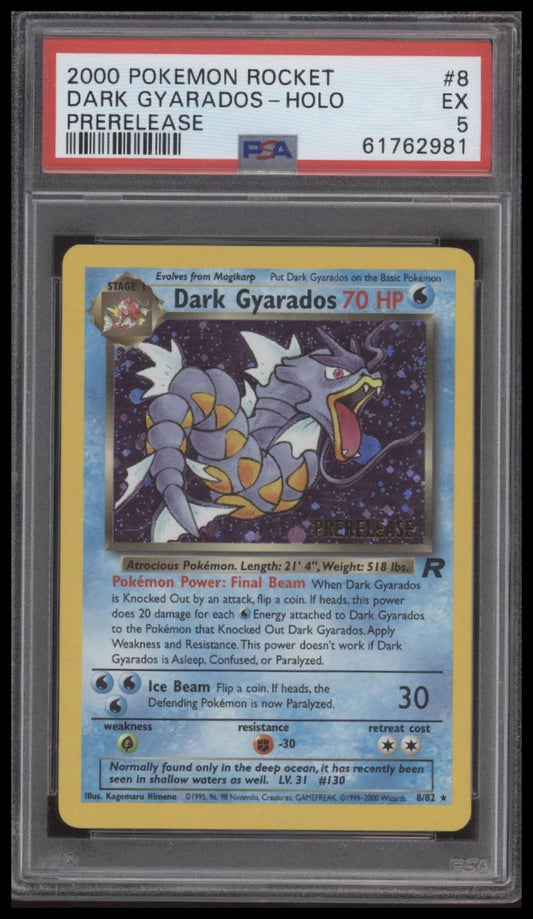 Dark Gyarados-Holo 2000 Pokemon Rocket #8 Prerelease PSA 5