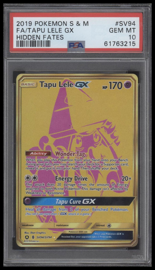 Fa/Tapu Lele Gx 2019 Pokemon Sun & Moon Hidden Fates #SV94 Hidden Fates PSA 10