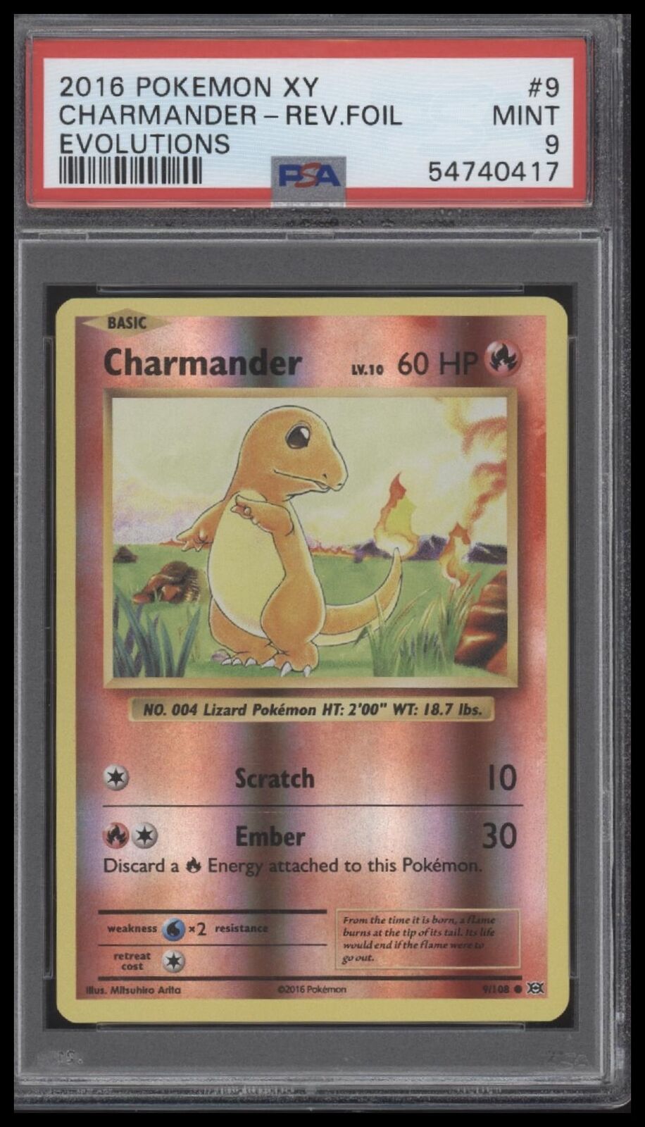 2016 Pokemon Xy Evolutions #9 Charmander-Rev.Foil Evolutions PSA 9