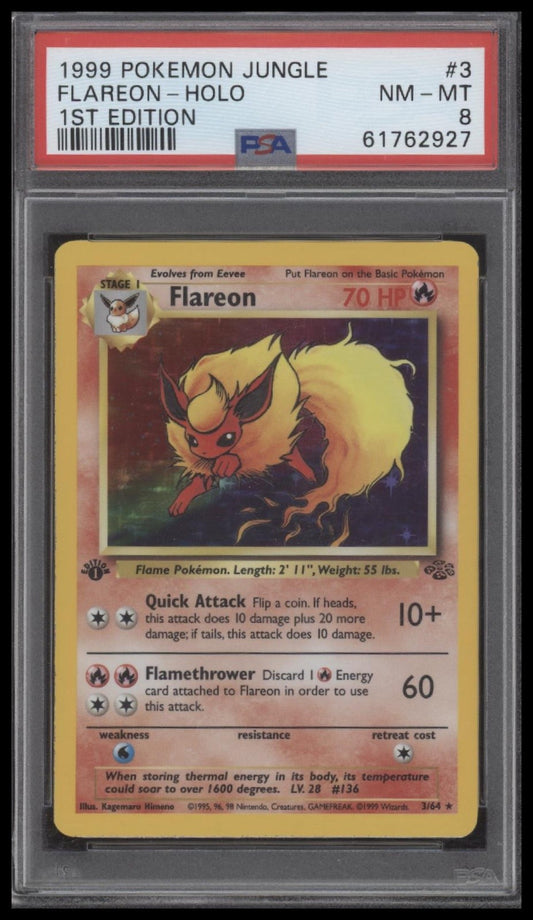 Flareon-Holo 1999 Pokemon Jungle #3 1st Edition PSA 8