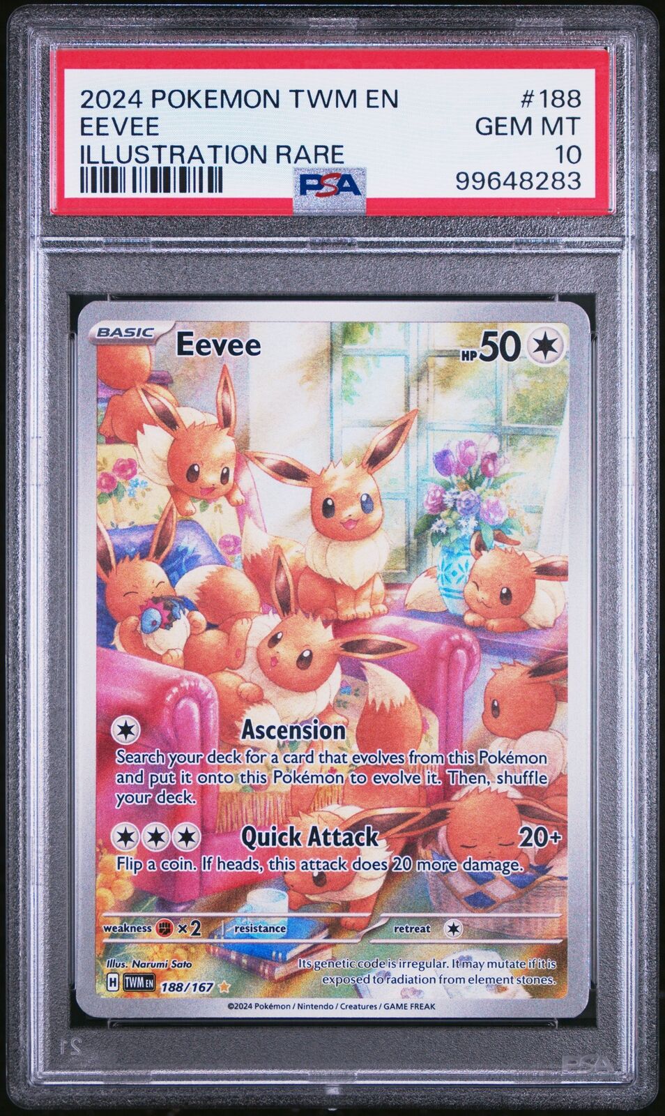2024 Pokemon Twm En-Twilight Masquerade #188 Eevee Illustration Rare PSA 10