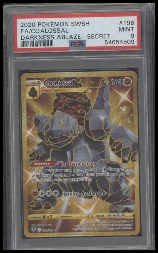 2020 Pokemon #198 Fa/Coalossal Darkness Ablaze-Secret PSA 9