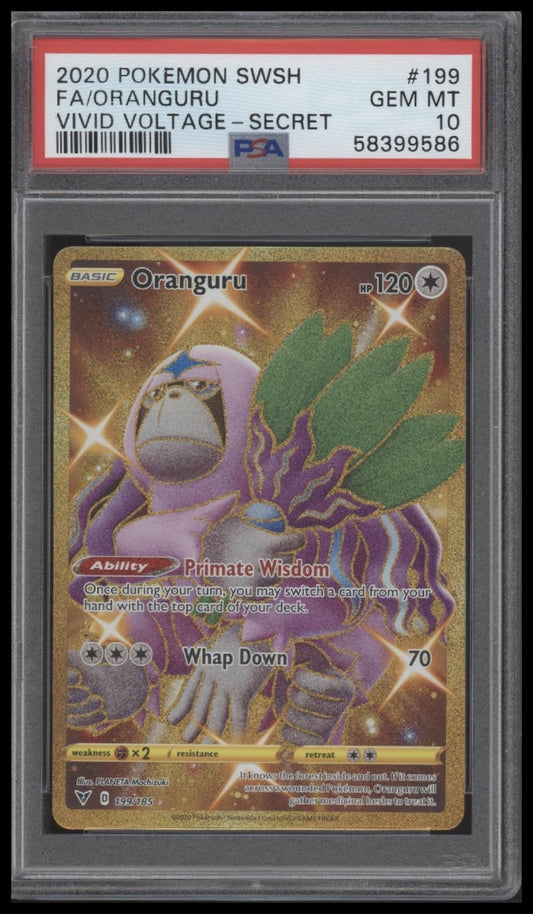 Fa/Oranguru 2020 Pokemon Sword & Shield Vivid Voltage #199 Secret PSA 10