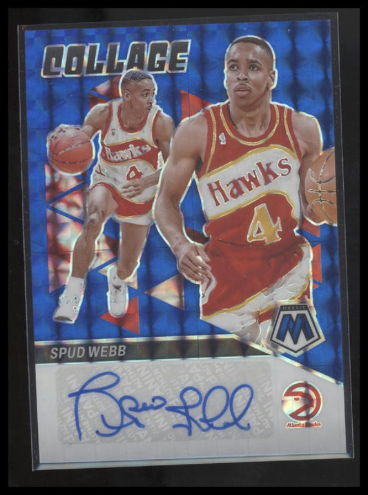 2023-24 Panini Mosaic #CM-WEB Spud Webb Collage Autographs Mosaic Blue #/49