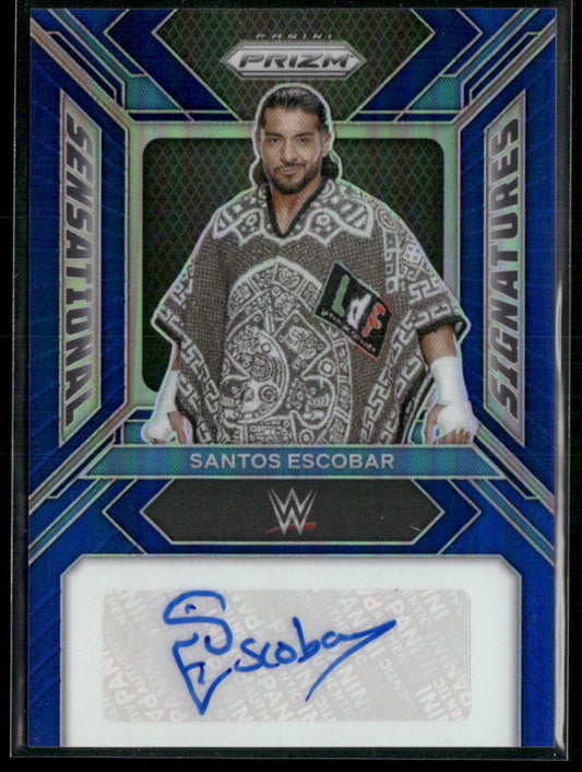 2024 Panini Prizm WWE #SS-SES Santos Escobar Sensational Signatures Blue #/49