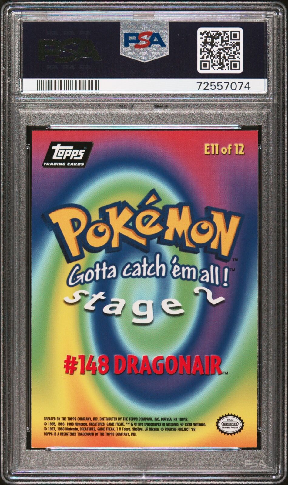 1999 Topps Pokemon The Movie Edt #E11 Dragonair #148 Movie Edition PSA 9