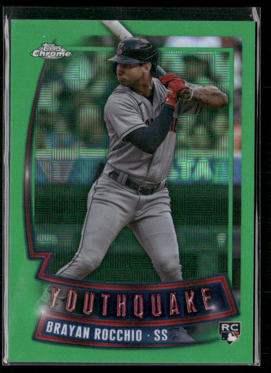 2023 Topps Chrome Update #YQ-98 Brayan Rocchio Youthquake Green Refractor #/99