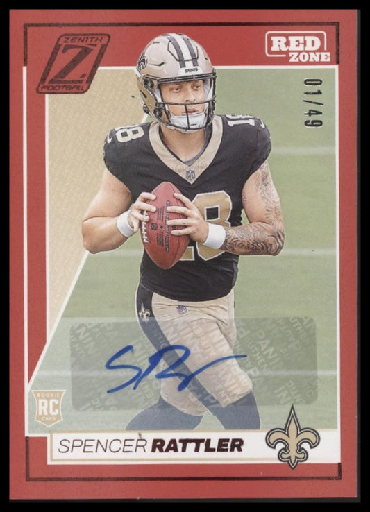 Spencer Rattler 2024 Panini Zenith #189 Autographs Red Red Zone #/49
