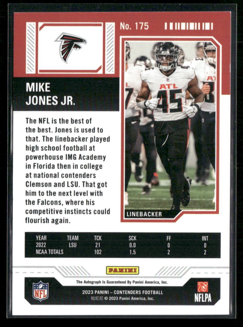 2023 Panini Contenders #175 Mike Jones Jr. Divisional Ticket #/99
