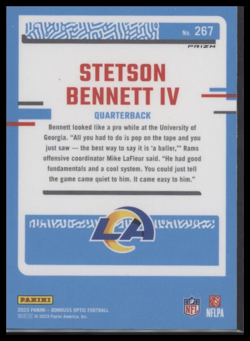 2023 Donruss Optic #267 Stetson Bennett Blue Hyper