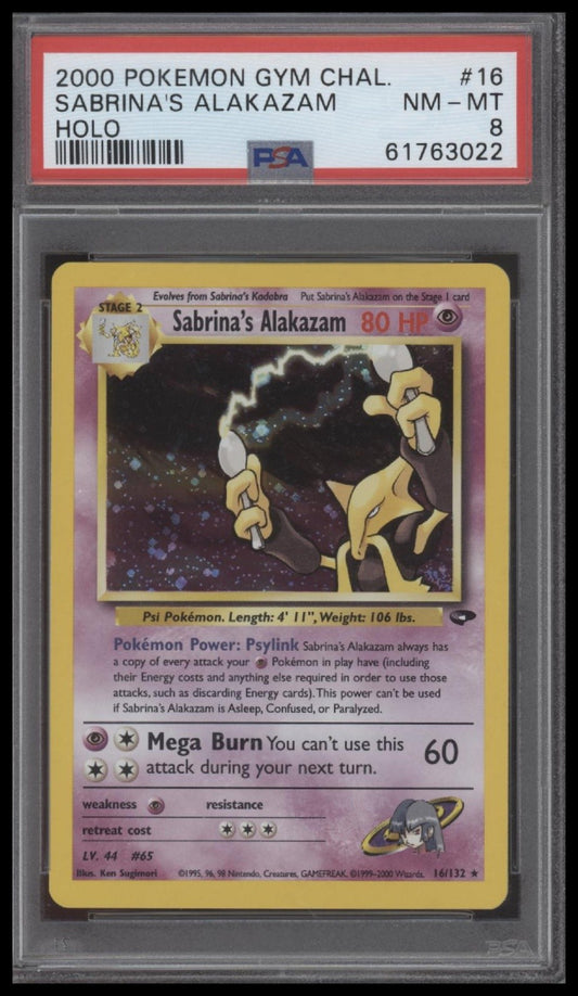 Sabrina'S Alakazam 2000 Pokemon Gym Challenge #16 Holo PSA 8