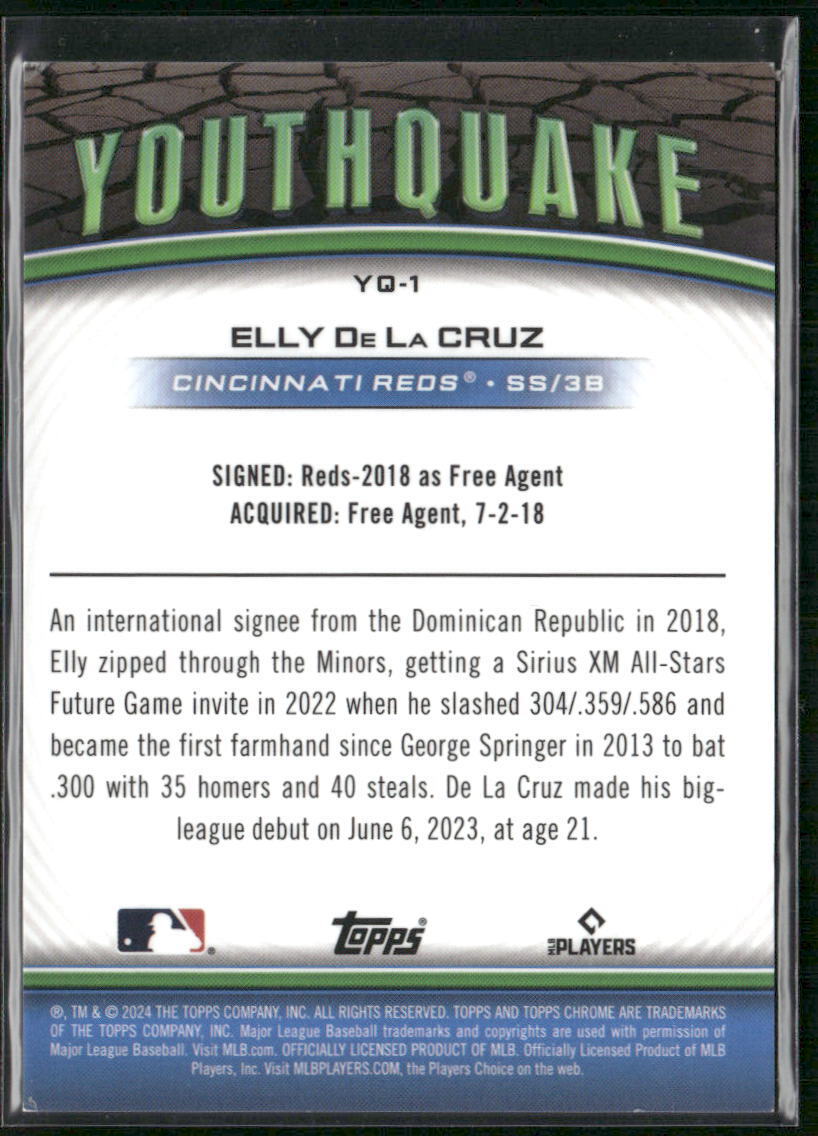 2024 Topps Chrome #YQ-1 Elly De La Cruz Youthquake Green Refractors #/99
