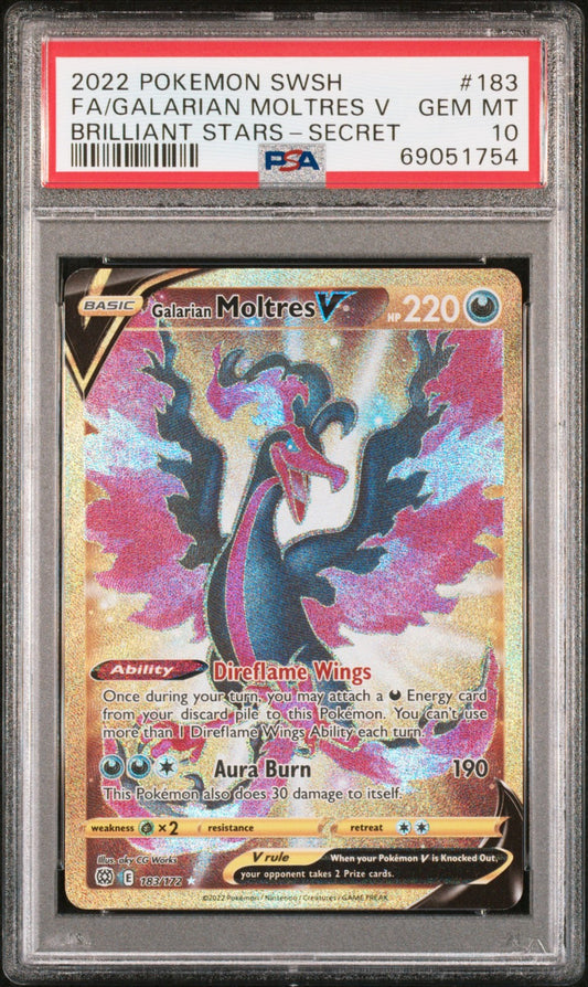Fa/Galarian Moltres V 2022 Pokemon Sword & Shield Brilliant Stars Secret PSA 10