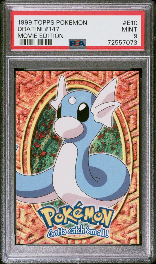 1999 Topps Pokemon The Movie Edt #E10 Dratini #147 Movie Edition PSA 9