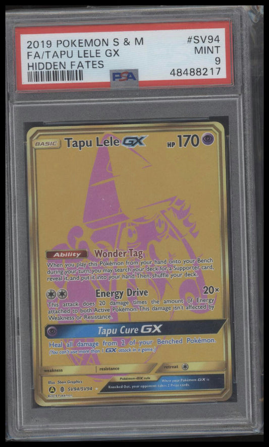 2019 Pokemon Sun & Moon Hidden Fates #SV94 Fa/Tapu Lele Gx Hidden Fates PSA 9